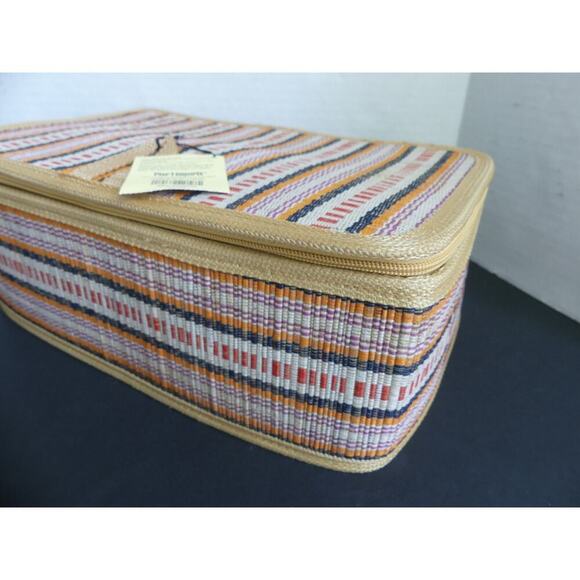 Pier 1 Mendong Shoe Box Zippered Woven Rattan Collapsible NWT Vintage RARE - Picture 6 of 13